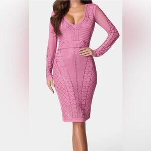 NWT Bebe Crystal Mesh Midi Dress Size Large